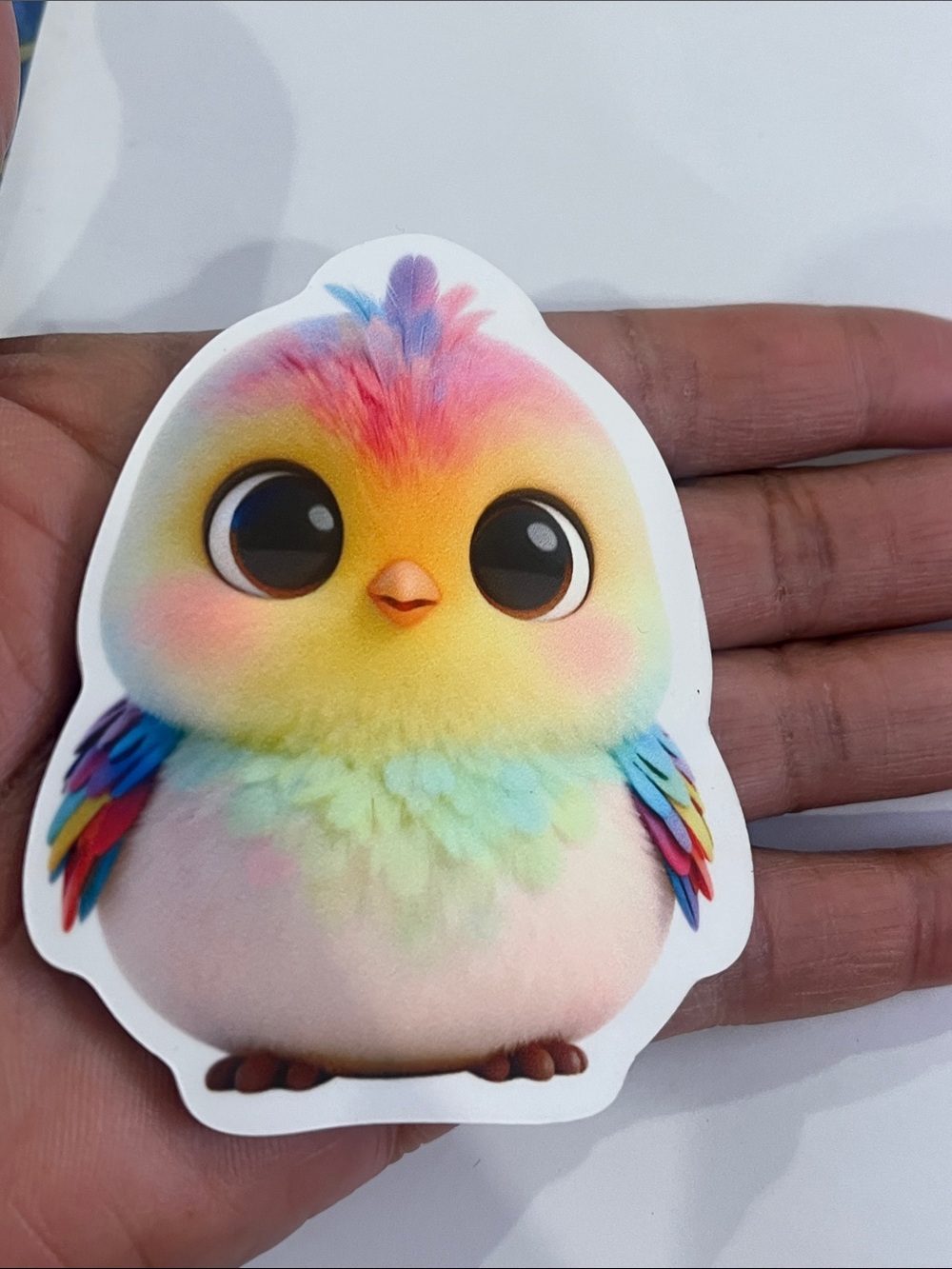 Rainbow Plush Bird Magnet — Colorful Cute Chick - Picture 4 of 4